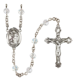 Sterling Silver 6mm Austrian Crystal Saint Rocco Rosary in Crystal