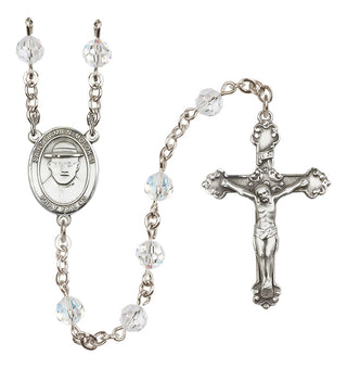 Sterling Silver 6mm Austrian Crystal Saint Damien of Molokai Rosary in Crystal