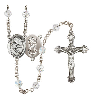 Sterling Silver 6mm Saint Christopher/Hockey Rosary