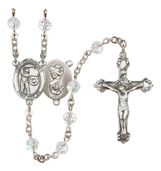 Sterling Silver 6mm Austrian Crystal Saint Christopher/Golf Rosary in Crystal
