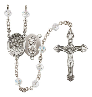 Sterling Silver 6mm Austrian Crystal Saint Christopher / Choir Rosary in Crystal