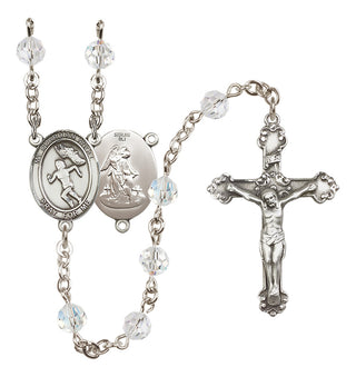 Sterling Silver 6mm Austrian Crystal Guardian Angel/Track&Field-Women Rosary in Crystal