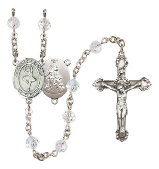 Sterling Silver 6mm Austrian Crystal Guardian Angel/Dance Rosary in Crystal