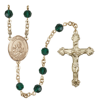 14 Karat Gold-Filled 6mm Austrian Crystal San Jose Rosary in Emerald