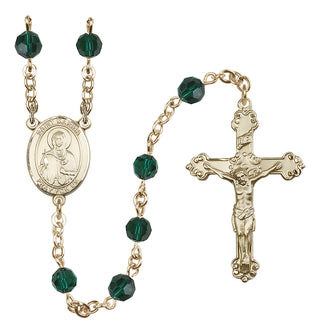 14 Karat Gold-Filled 6mm Austrian Crystal Saint Marina Rosary in Emerald