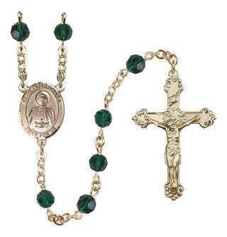 14 Karat Gold-Filled 6mm Austrian Crystal Saint Peter Chanel Rosary in Emerald