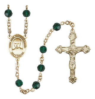 14 Karat Gold-Filled 6mm Austrian Crystal Saint Jose Sanchez del Rio Rosary in Emerald