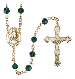 14 Karat Gold-Filled 6mm Austrian Crystal Saint John Xxiii Rosary in Emerald