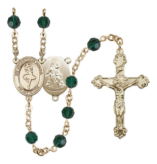 14 Karat Gold-Filled 6mm Austrian Crystal Guardian Angel/Dance Rosary in Emerald