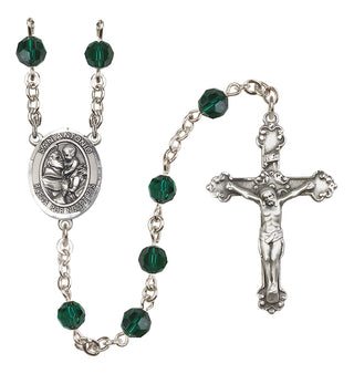 Sterling Silver 6mm Austrian Crystal San Antonio Rosary in Emerald