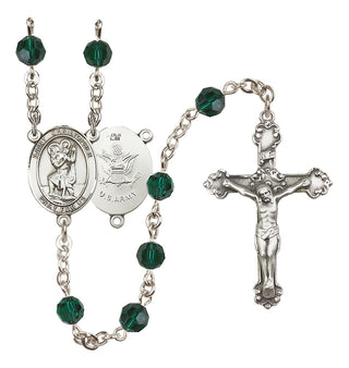 Sterling Silver 6mm Saint Christopher / Army Rosary