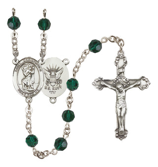 Sterling Silver 6mm Saint Christopher / Navy Rosary