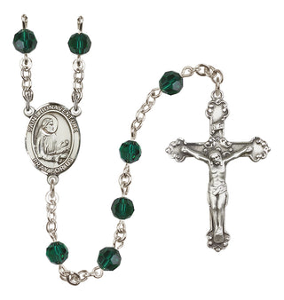 Sterling Silver 6mm Austrian Crystal Saint Bonaventure Rosary in Emerald