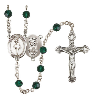 Sterling Silver 6mm Saint Christopher/Dance  Engraved Catholic Rosaries