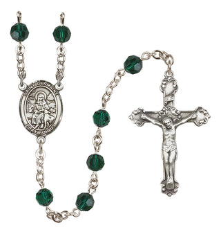 Sterling Silver 6mm Austrian Crystal Saint Germaine Cousin Rosary in Emerald