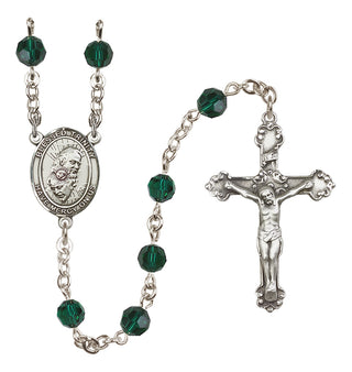 Sterling Silver 6mm Austrian Crystal Blessed Trinity Rosary in Emerald