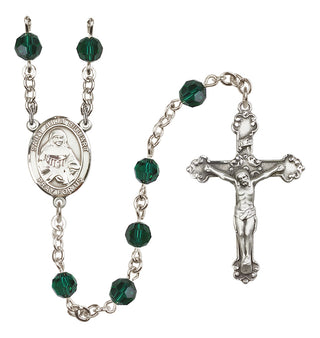 Sterling Silver 6mm Austrian Crystal Saint Julia Billiart Rosary in Emerald