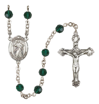 Sterling Silver 6mm Austrian Crystal Divine Mercy Rosary in Emerald