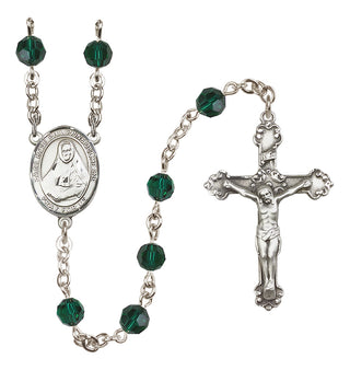 Sterling Silver 6mm Austrian Crystal Saint Rose Philippine Duchesne Rosary in Emerald