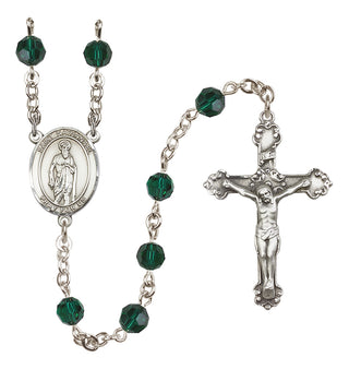 Sterling Silver 6mm Austrian Crystal Saint Nathanael Rosary in Emerald
