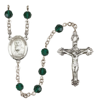 Sterling Silver 6mm Austrian Crystal Saint Daniel Comboni Rosary in Emerald