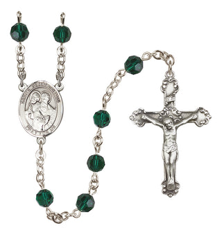 Sterling Silver 6mm Austrian Crystal Saints Peter & Paul Rosary in Emerald