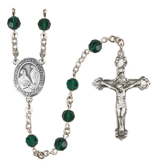 Sterling Silver 6mm Austrian Crystal Saint Mary Magdalene of Canossa Rosary in Emerald