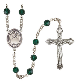 Sterling Silver 6mm Austrian Crystal Blessed Emilie Tavernier Gamelin Rosary in Emerald