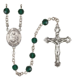 Sterling Silver 6mm Austrian Crystal Saint Norbert of Xanten Rosary in Emerald