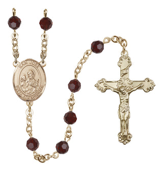 14 Karat Gold-Filled 6mm Austrian Crystal San Jose Rosary in Garnet