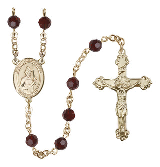 14 Karat Gold-Filled 6mm Austrian Crystal Saint Wenceslaus Rosary in Garnet