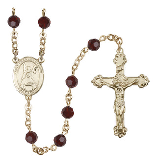 14 Karat Gold-Filled 6mm Austrian Crystal Saint Frances of Rome Rosary in Garnet