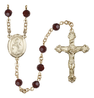 14 Karat Gold-Filled 6mm Austrian Crystal Saint Marina Rosary in Garnet