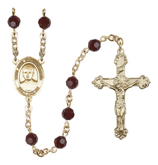 14 Karat Gold-Filled 6mm Austrian Crystal Saint Jose Sanchez del Rio Rosary in Garnet