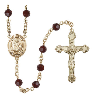 14 Karat Gold-Filled 6mm Austrian Crystal Saint Norbert of Xanten Rosary in Garnet