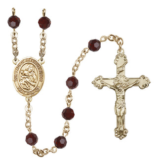 14 Karat Gold-Filled 6mm Austrian Crystal Our Lady of the Precious Blood Rosary in Garnet