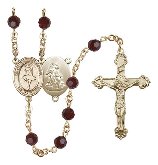 14 Karat Gold-Filled 6mm Austrian Crystal Guardian Angel/Dance Rosary in Garnet