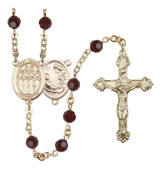 14 Karat Gold 6mm Austrian Crystal Saint Cecilia / Choir Rosary in Garnet