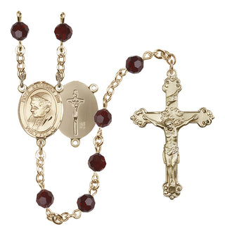 14 Karat Gold 6mm Austrian Crystal Pope Emeritace Benedict XVI Rosary in Garnet