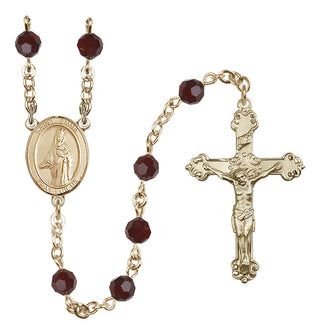 14 Karat Gold 6mm Austrian Crystal Saint Emma Uffing Rosary in Garnet