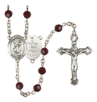 Sterling Silver 6mm Saint Christopher / Army Rosary
