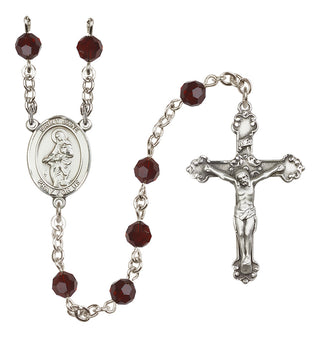 Sterling Silver 6mm Austrian Crystal Saint Jane of Valois Rosary in Garnet