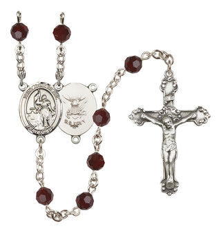 Sterling Silver 6mm Saint Joan of Arc / Navy Rosary