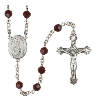 Sterling Silver 6mm Austrian Crystal Saint Louis Rosary in Garnet