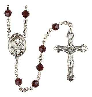 Sterling Silver 6mm Austrian Crystal Saint Rose of Lima Rosary in Garnet