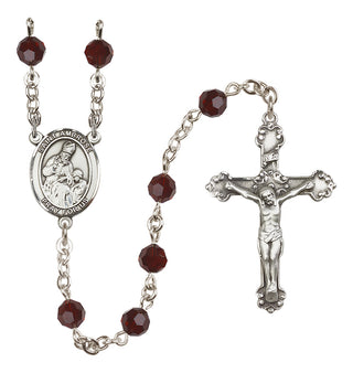 Sterling Silver 6mm Austrian Crystal Saint Ambrose Rosary in Garnet
