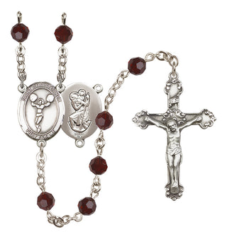 Sterling Silver 6mm Saint Christopher/Cheerleading  Engraved Catholic Rosaries