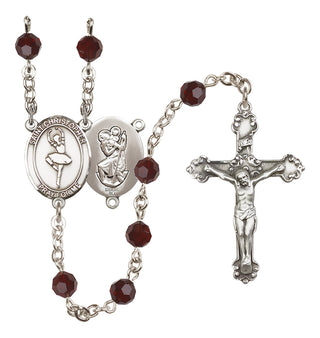 Sterling Silver 6mm Saint Christopher/Dance  Engraved Catholic Rosaries