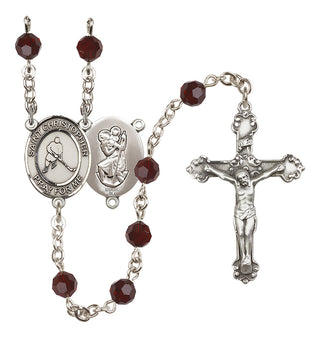 Sterling Silver 6mm Saint Christopher/Ice Hockey Rosary
