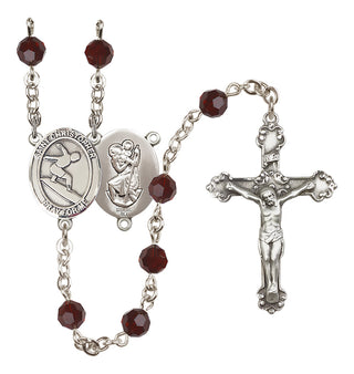 Sterling Silver 6mm Saint Christopher/Surfing Rosary